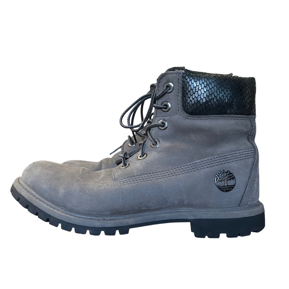 Timberland 6-Inch Boots Winter Work Dark Gray Snake Print Outdoor Shoes Size 8.5